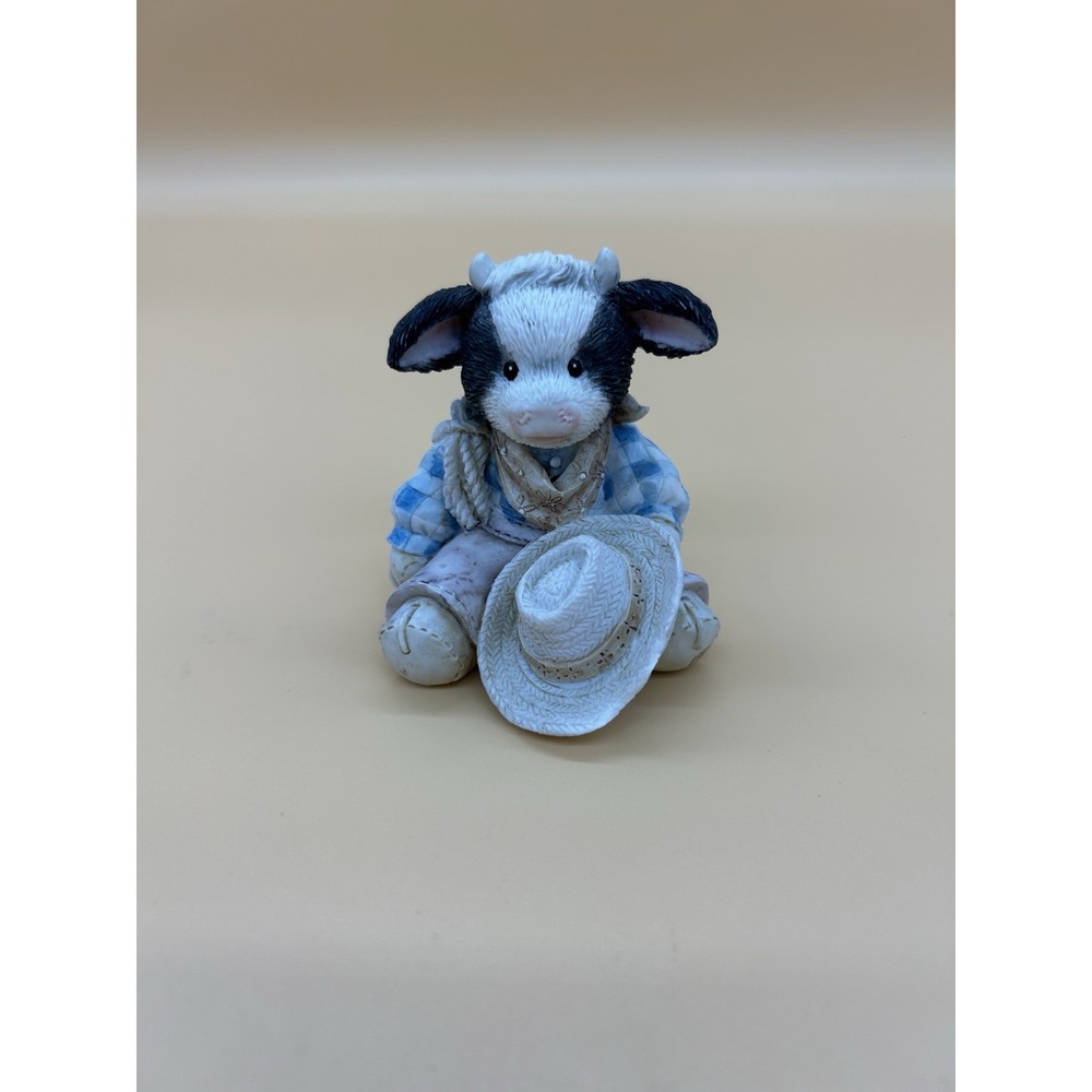 Mary's Moo Moos Chip Cowboy Cow Figurine Enesco 1995 #627704 Western Vintage